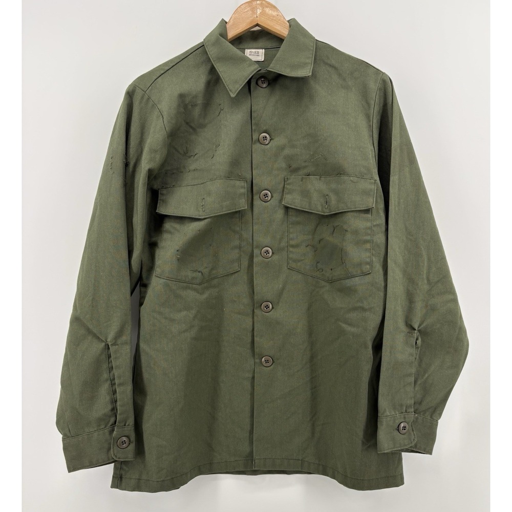 US Air Force OG-507 Utility Shirt Vintage Military Olive Green Vietnam Dura